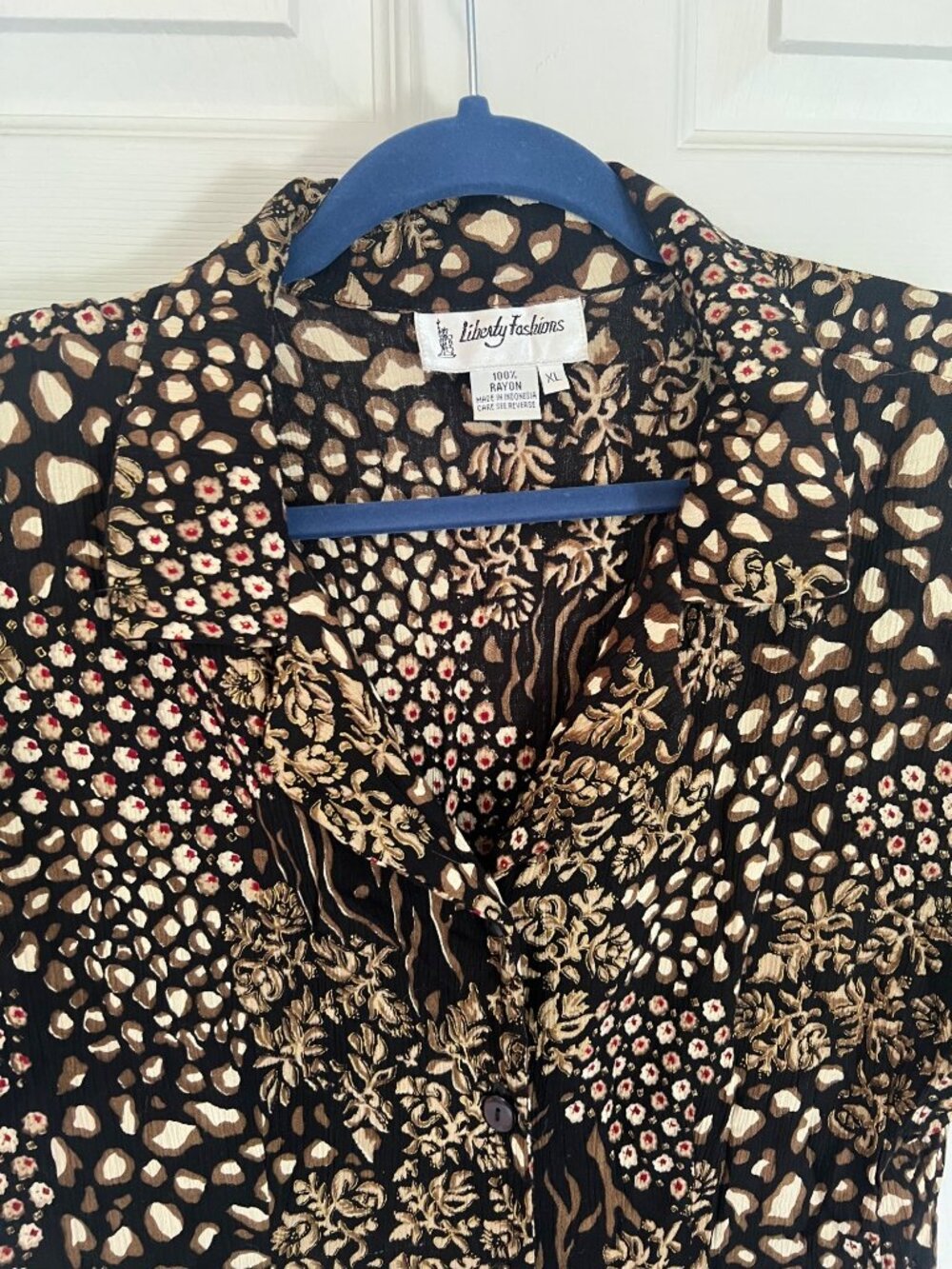 Vintage 90's Liberty Fashions Rayon Short Sleeve Maxi Length Dress Size XL - Picture 3 of 9